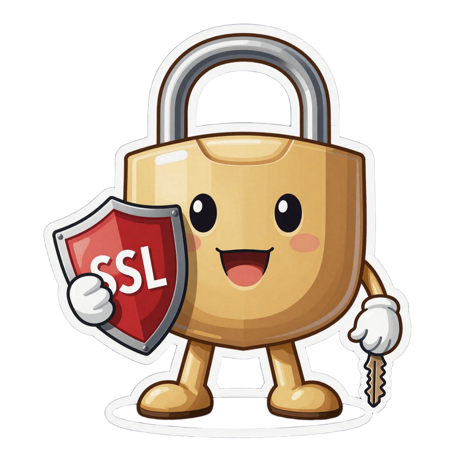 Cartoon goldenes Vorh&auml;ngeschloss Maskottchen mit SSL Schild im Total Casino
