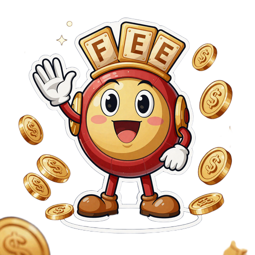 Cartoon Maskottchen mit Freispiel-Tokens als Casino Bonus ohne Einzahlung Symbol