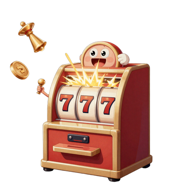 Cartoon Spieler feiert 777 Jackpot am Online Spielautomaten im Total Casino