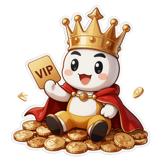 VIP Maskottchen mit Krone und goldener VIP-Karte im Total Casino