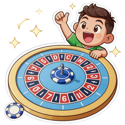 Cartoon Roulette mit einzelnem Chip auf Nummer 17 und aufgeregtem Spieler